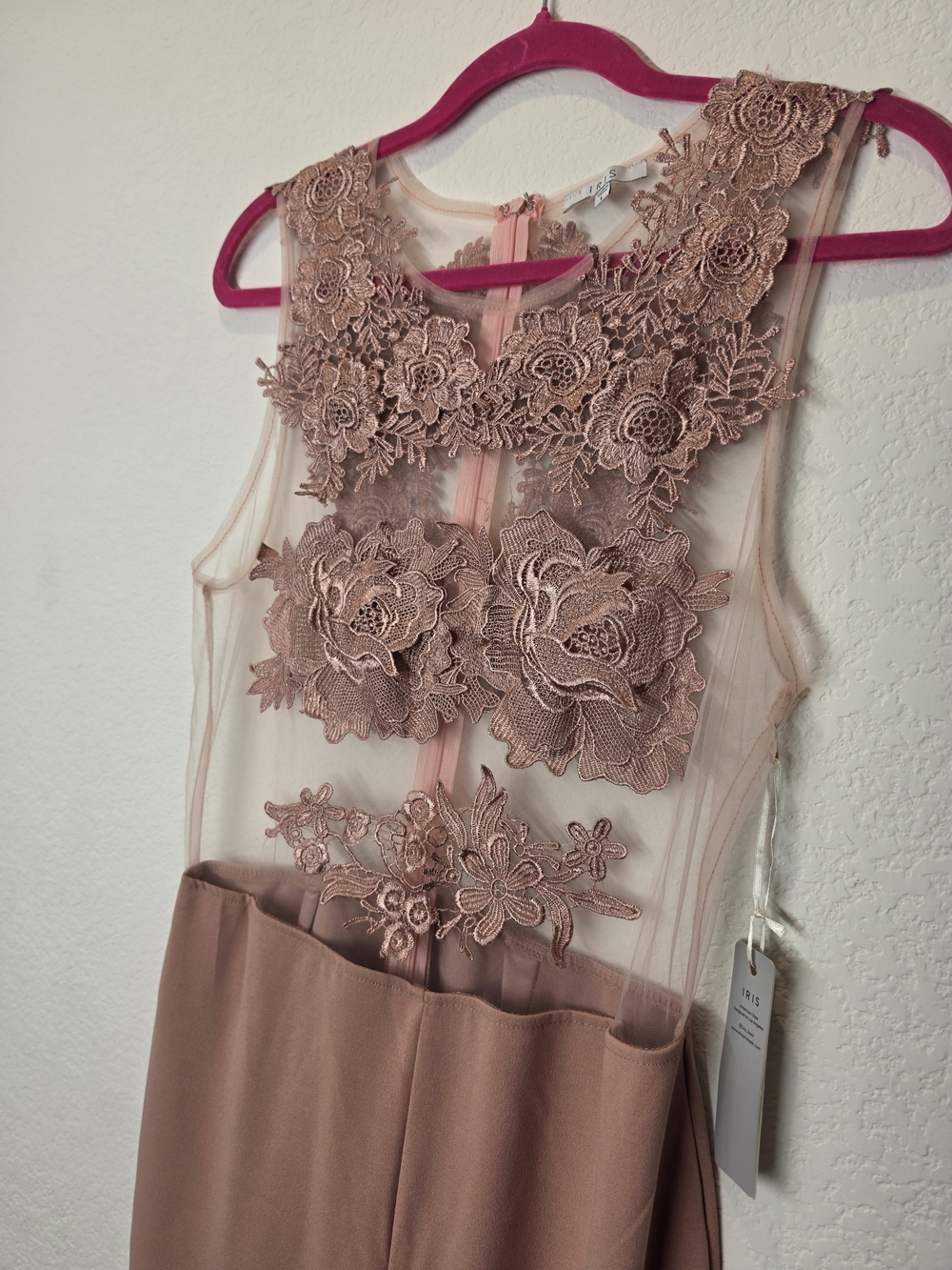 Iris Basic Blush Rose Lace AppliquƩ Sheer Bodice Chemise